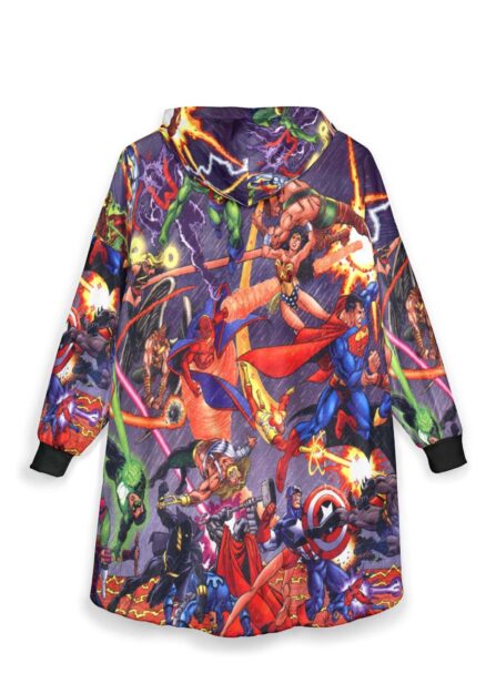 Alternative view of All Over Comic Heroes Blend Blanket Hoodie