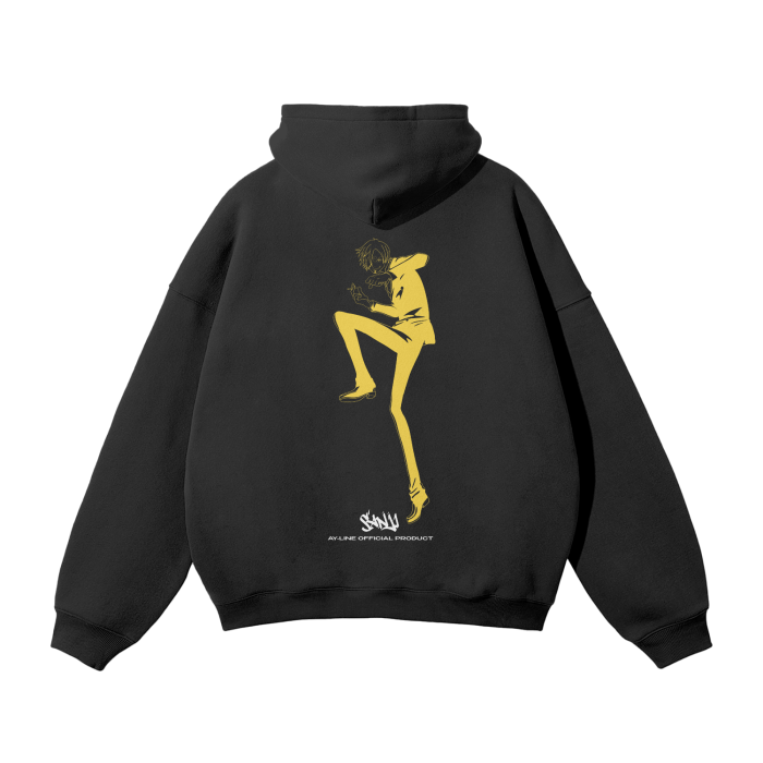 Black Leg Neon Streetwear Hoodie Black