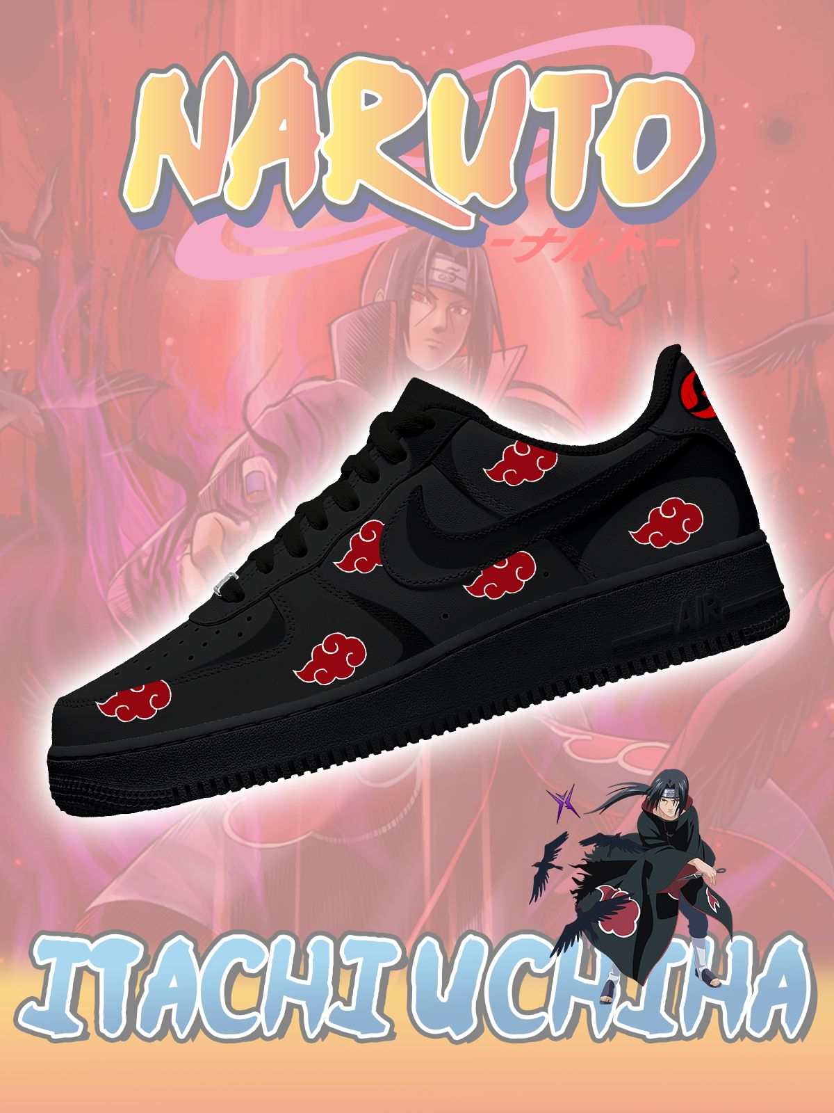 Custom Printed Akatsuki Itachi Uchiha No.5 Sneakers