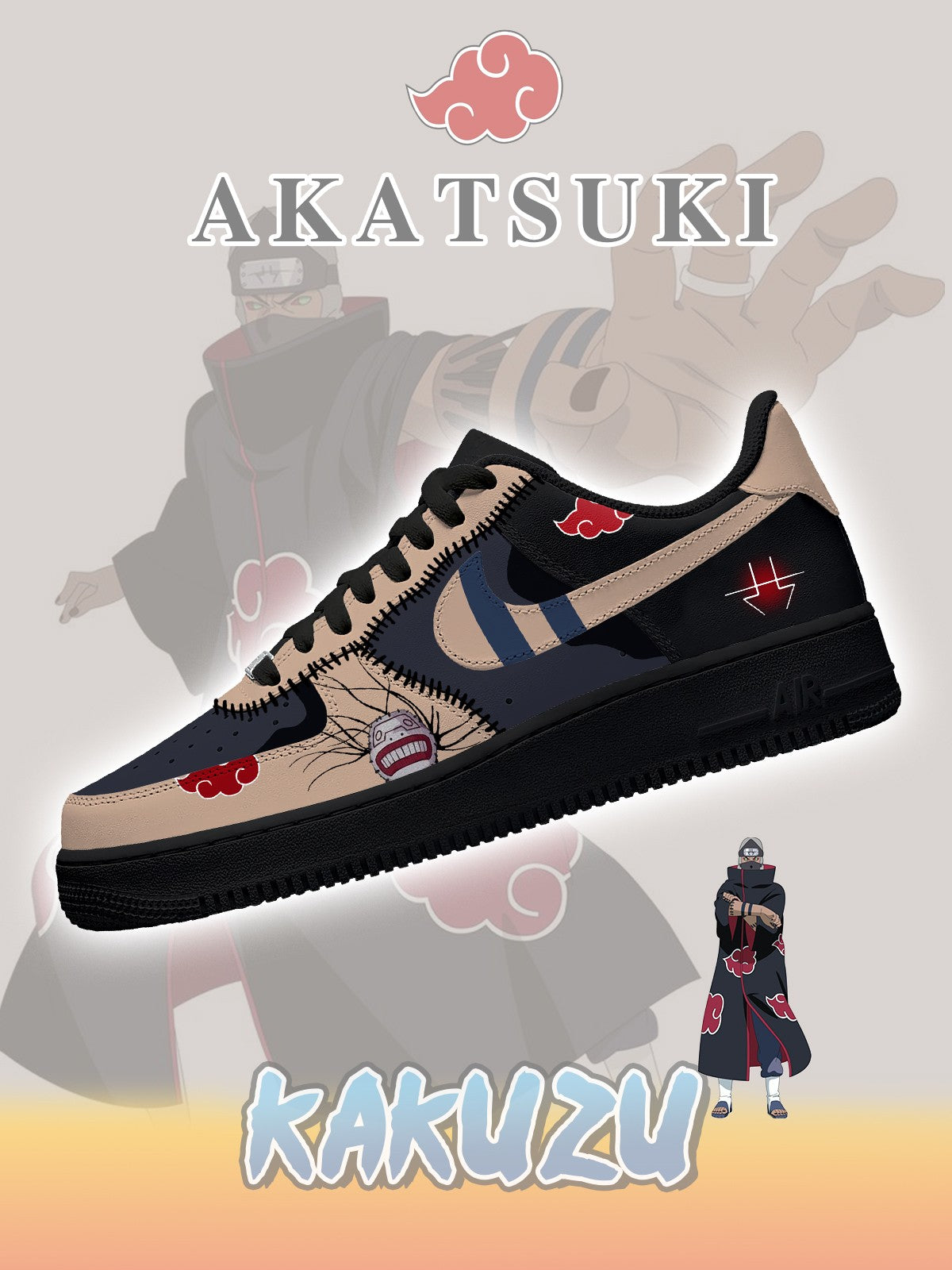 Custom Printed Akatsuki Kakuzu No.3 Sneakers