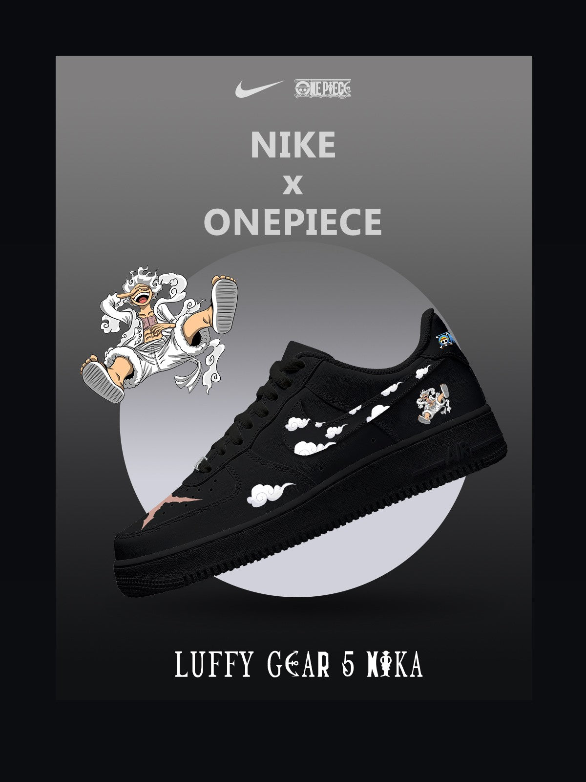 Custom Printed Luffy Gear 5 Nika No.2 Sneakers