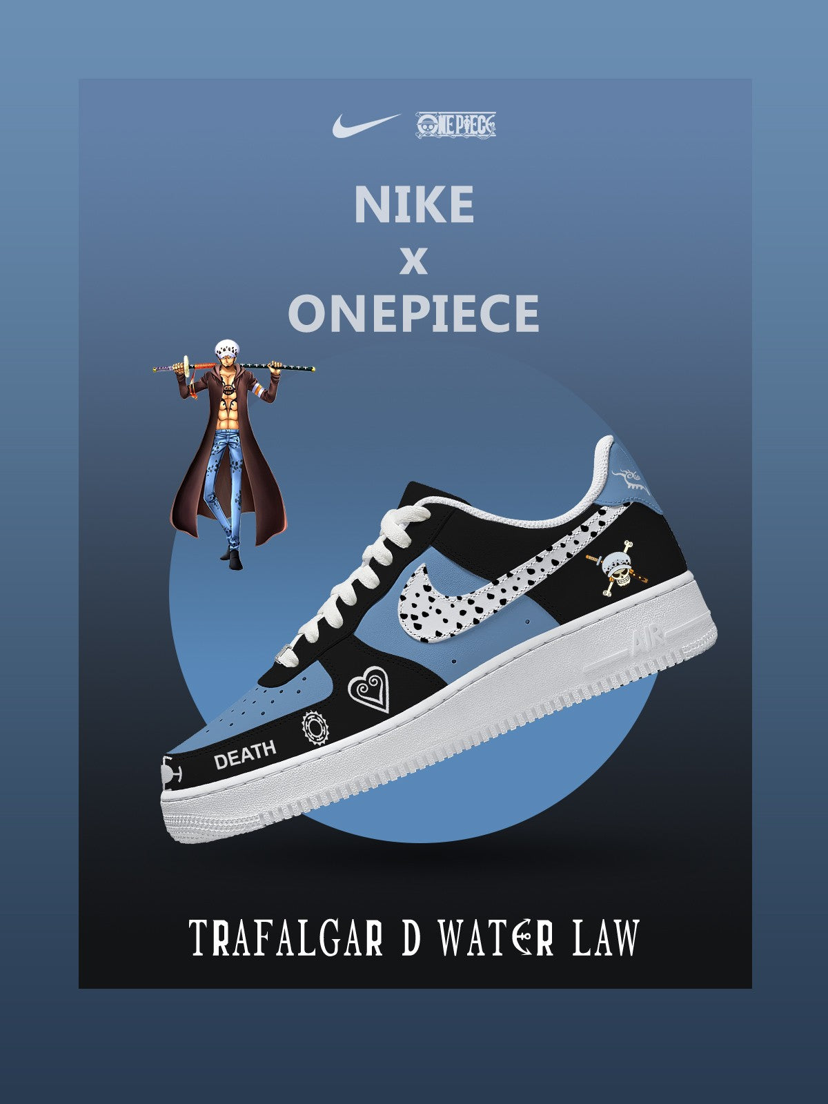 Custom Printed Trafalgar D Water Law Shoes