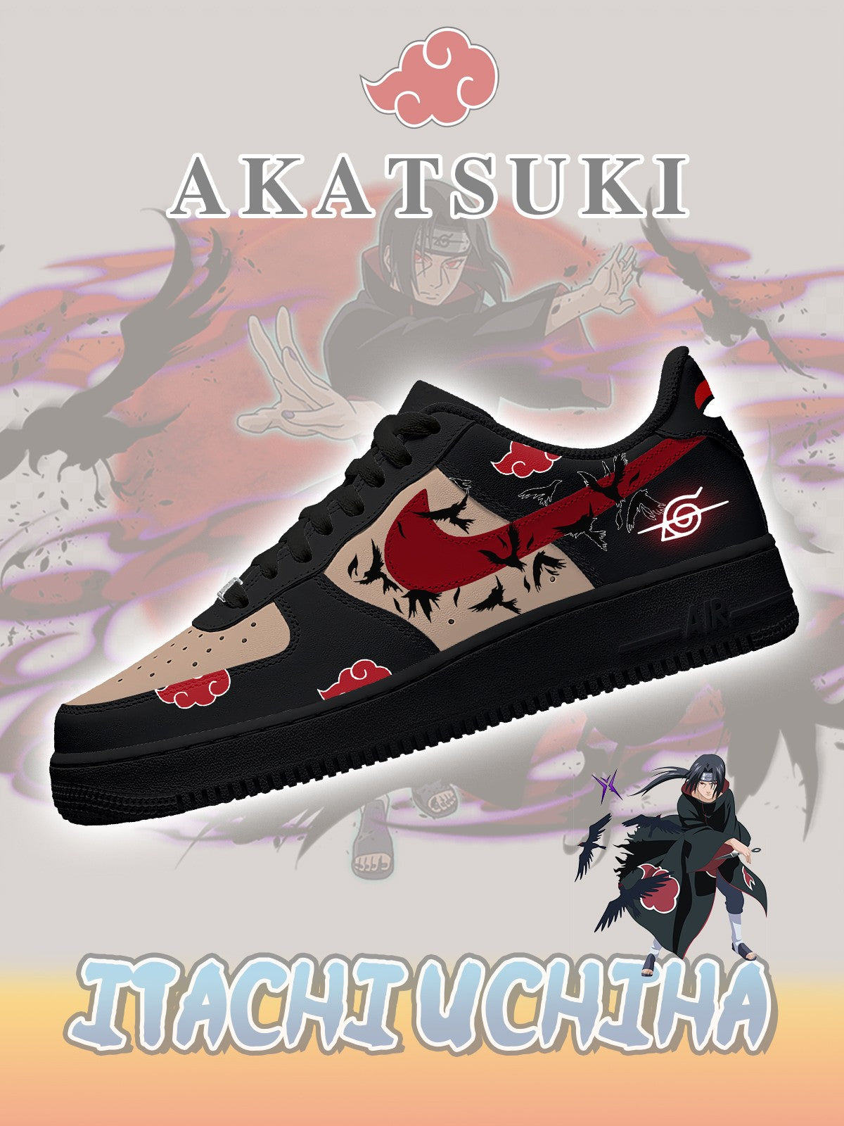 Customize Akatsuki Itachi Uchiha No.6 Shoes