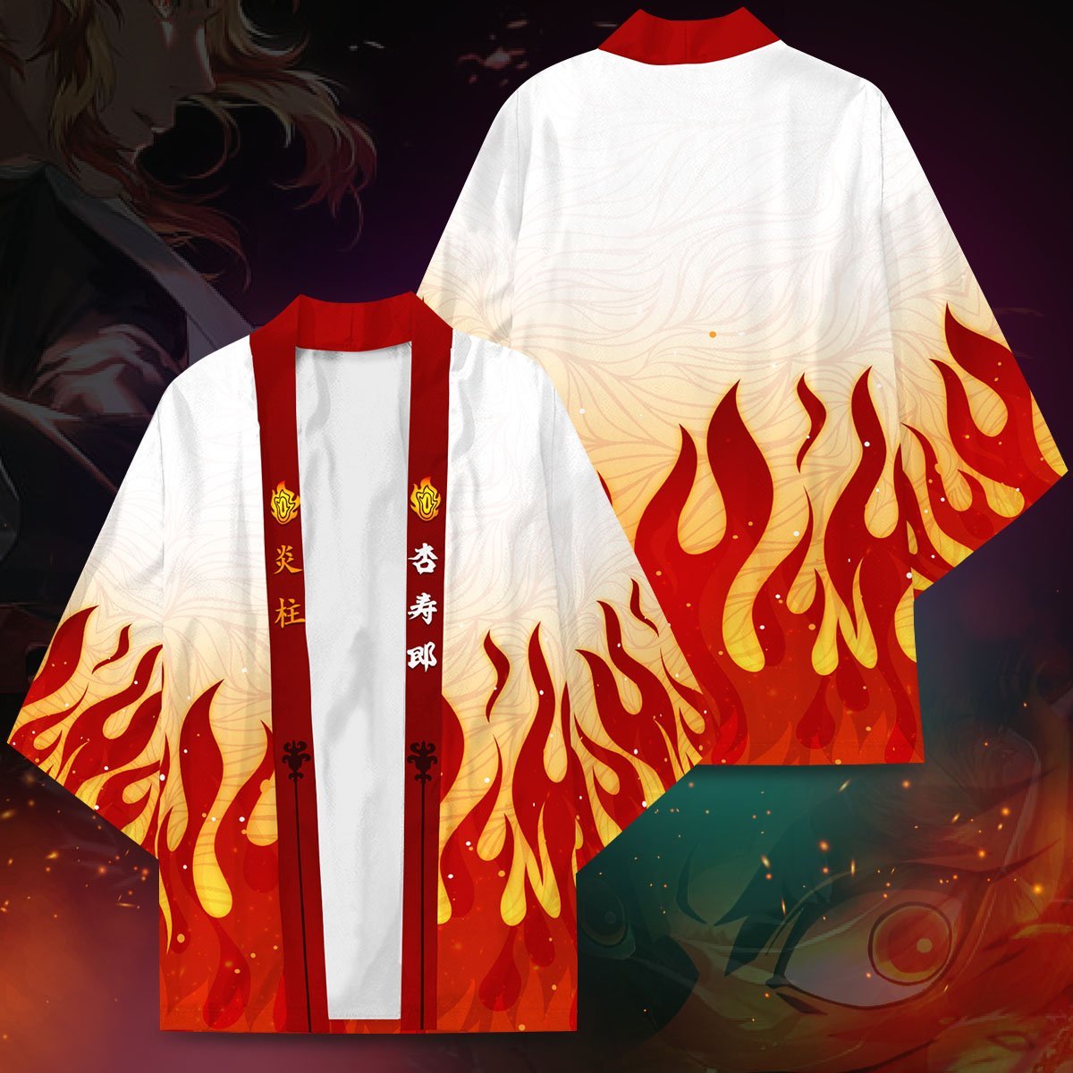 Alternative view of Demon Slayer Kimono - Kyojuro Fire Kimono Fdm3107