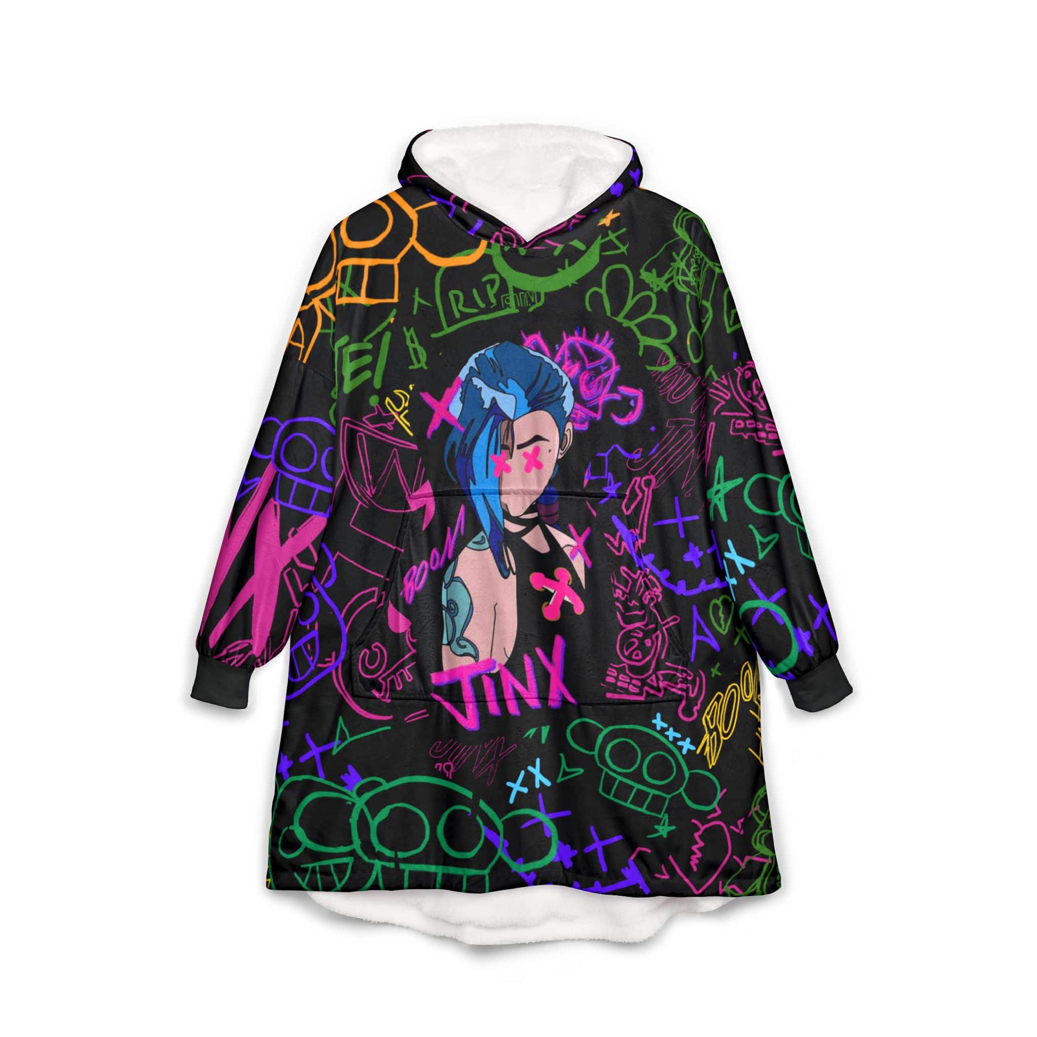 Jinx Neon Graffiti Blend Blanket Hoodie