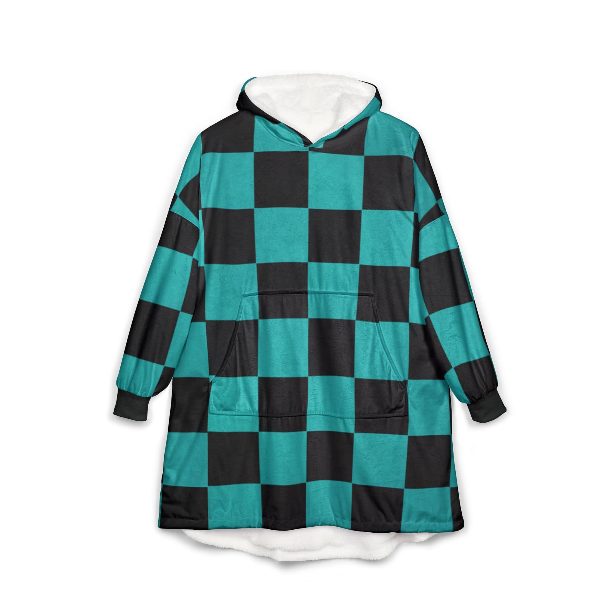 Kimetsu Na Classic Green Check Blanket Hoodie
