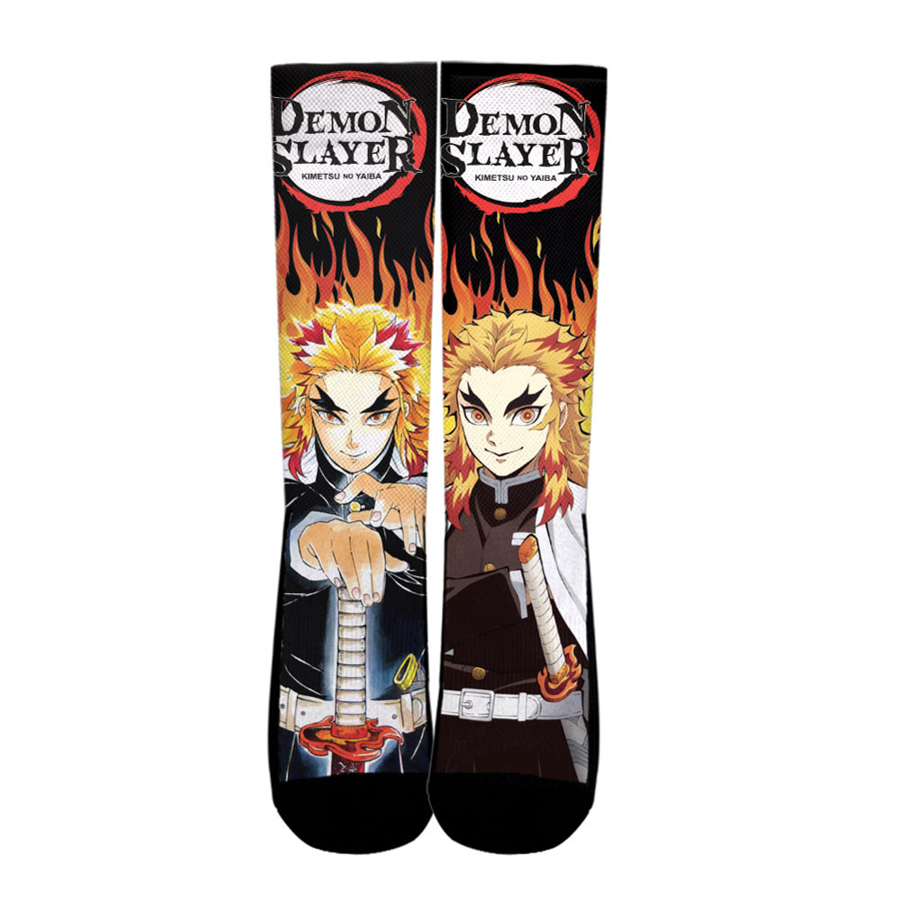 Kyojuro Rengoku Socks Demon Slayer Custom Anime Socks Flames Style