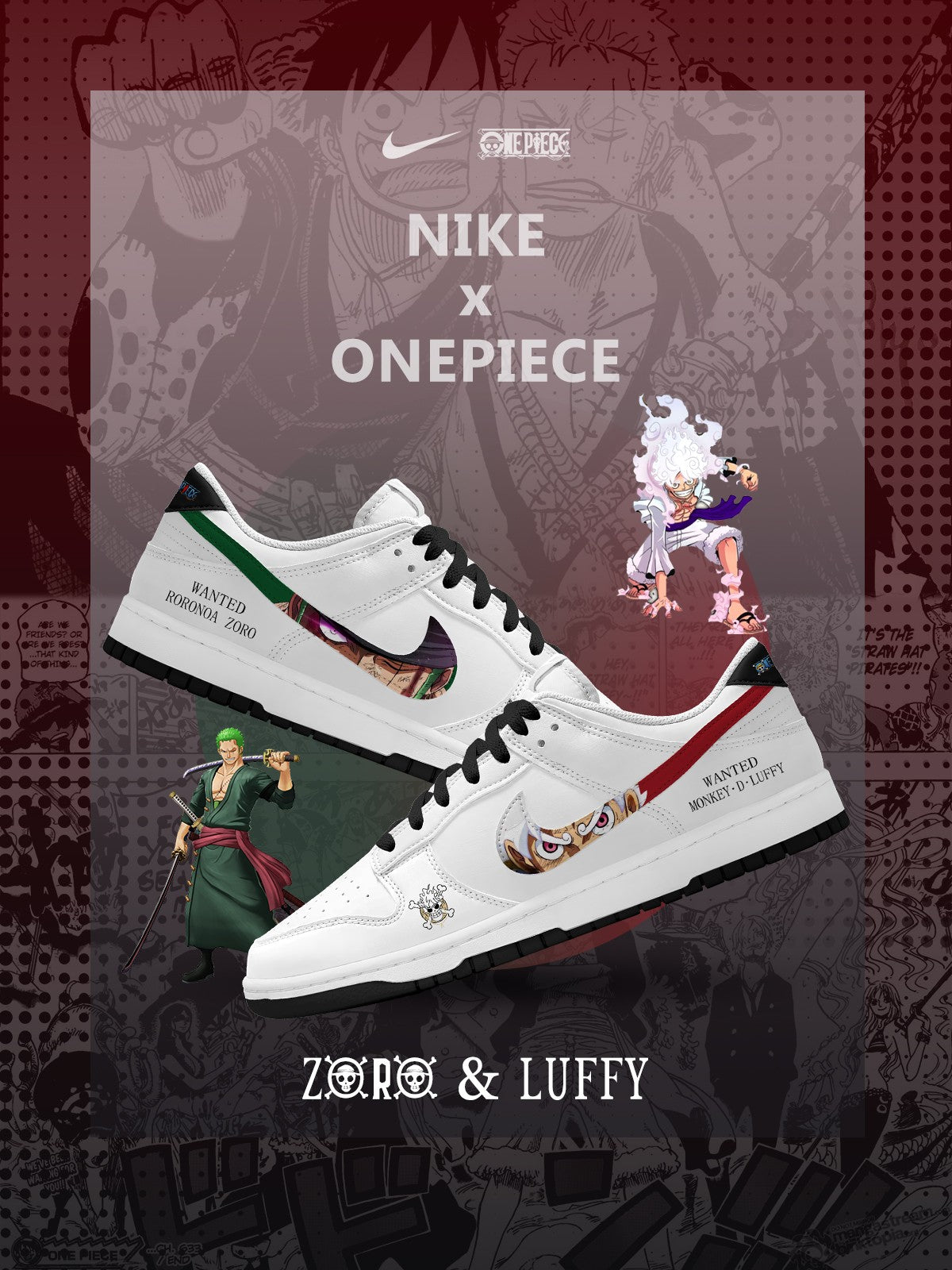 Luffy And Zoro V.1 Custom Court-Low Sneakers