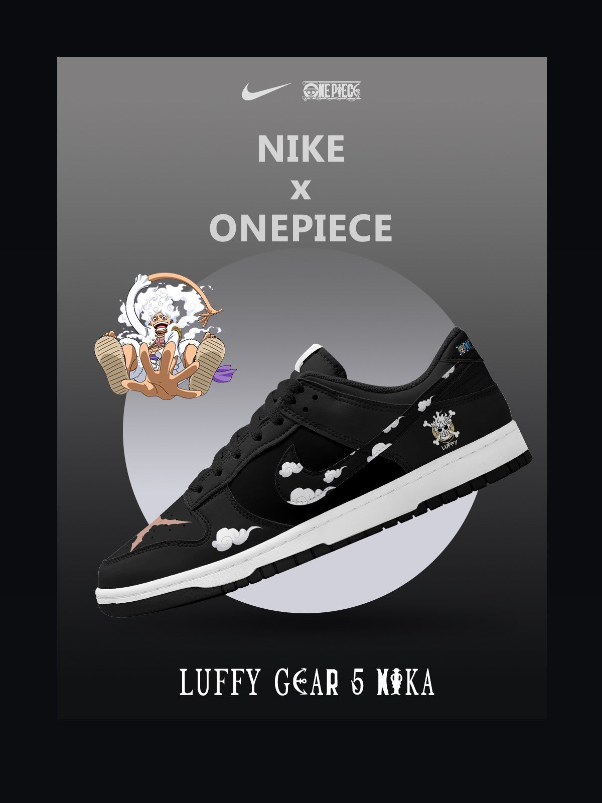 Luffy Gear 5 Nika V.2 Custom Court-Low Sneakers