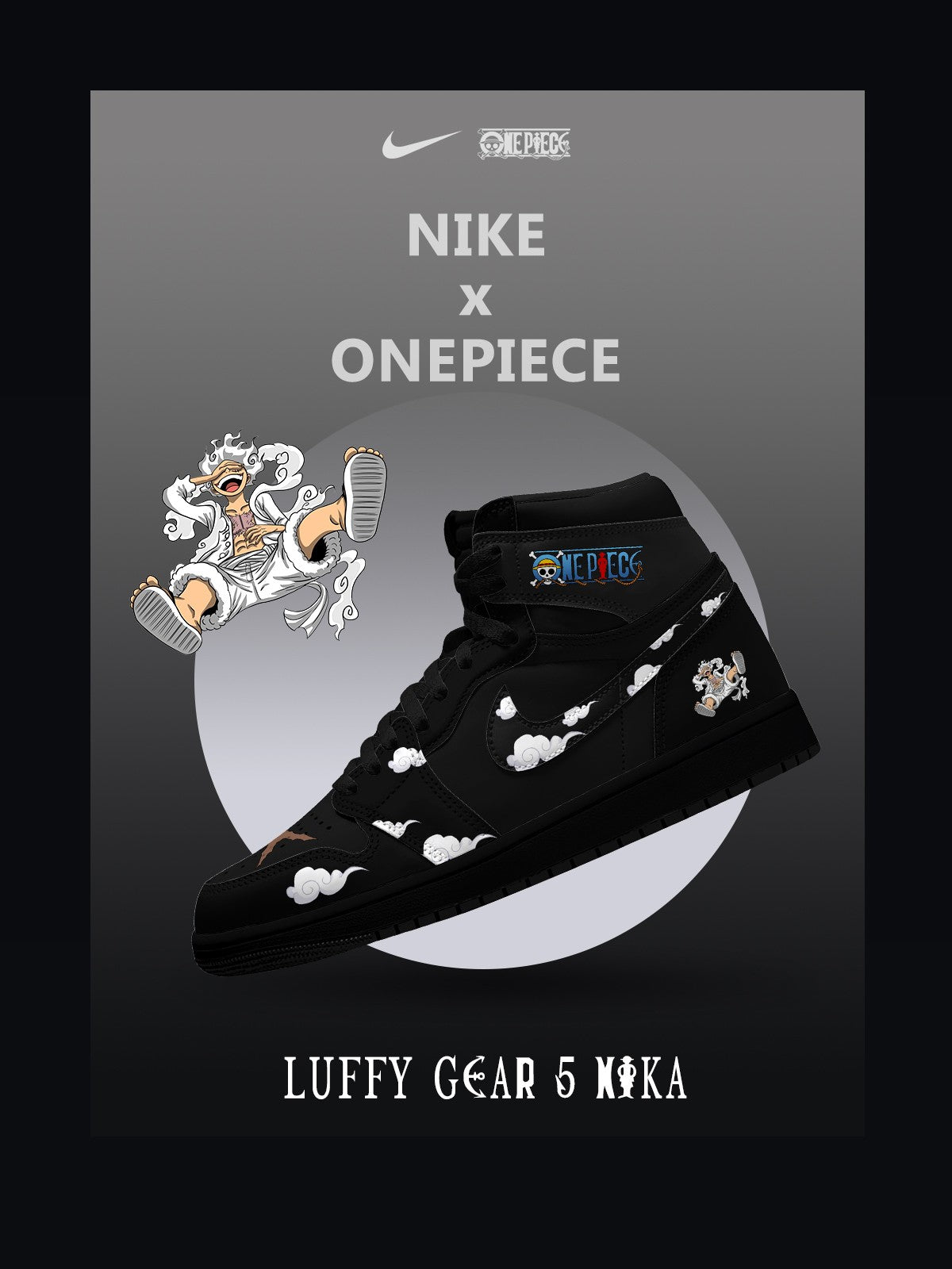 Luffy Gear 5 Nika V.2 High-Top Custom Sneakers