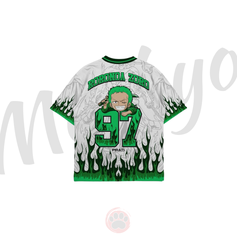 Alternative view of One Piece Roronoa Zoro Jersey Retro Anime One Piece