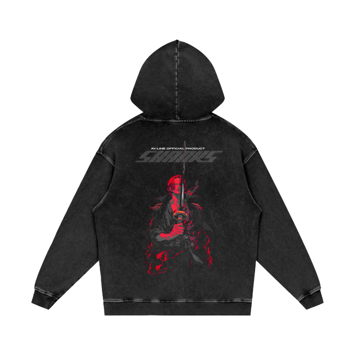 Red-Haired Pirate Y2K Streetwear Hoodie Washed