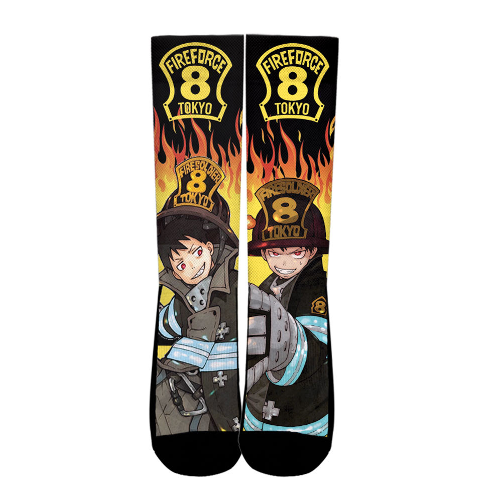 Shinra Kusakabe Socks Fire Force Custom Anime Socks Flames Style